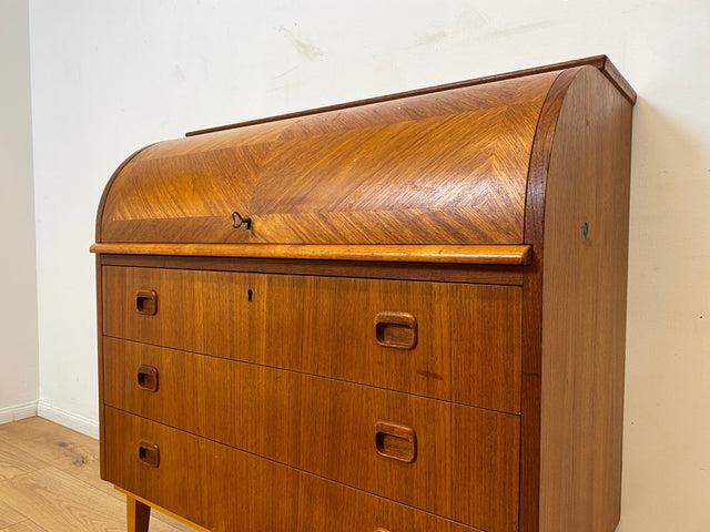 WMK I Stilvoller skandinavischer Mid-Century Sekretär in Teakholz I Schreibkommode Schreibschrank Schreibtisch Kommode Schminkkommode Wäschekommode Danish Design Vintage Teak Berlin Bremen Stuttgart