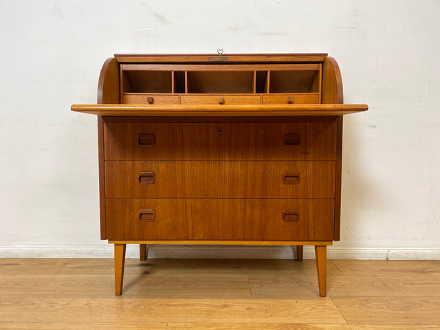 WMK I Stilvoller skandinavischer Mid-Century Sekretär in Teakholz I Schreibkommode Schreibschrank Schreibtisch Kommode Schminkkommode Wäschekommode Danish Design Vintage Teak Berlin Bremen Stuttgart