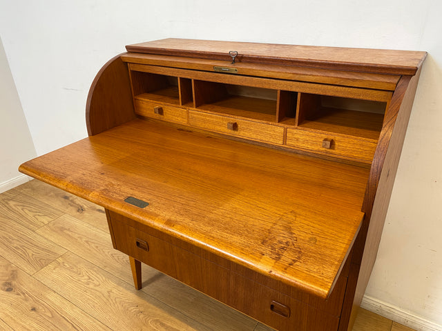 WMK I Stilvoller skandinavischer Mid-Century Sekretär in Teakholz I Schreibkommode Schreibschrank Schreibtisch Kommode Schminkkommode Wäschekommode Danish Design Vintage Teak Berlin Bremen Stuttgart