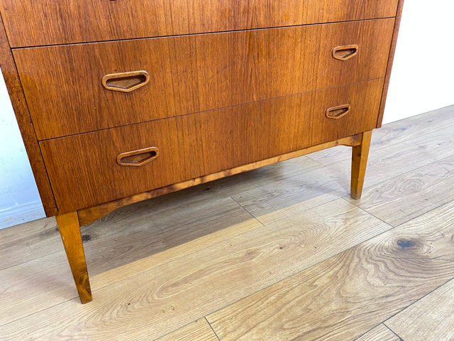 WMK I Stilvoller skandinavischer Mid-Century Sekretär in Teakholz I Schreibkommode Schreibschrank Schreibtisch Kommode Schminkkommode Wäschekommode Danish Design Vintage Teak Berlin München Hamburg