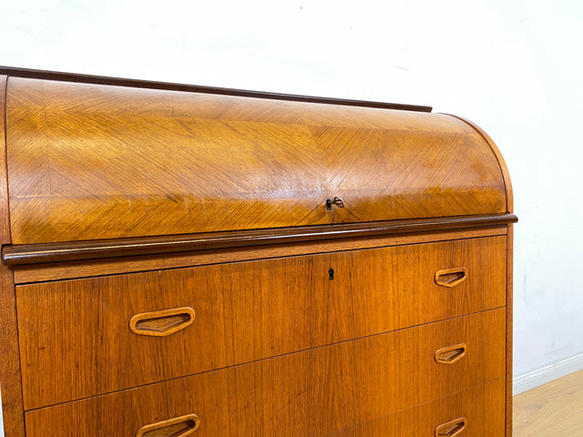 WMK I Stilvoller skandinavischer Mid-Century Sekretär in Teakholz I Schreibkommode Schreibschrank Schreibtisch Kommode Schminkkommode Wäschekommode Danish Design Vintage Teak Berlin München Hamburg