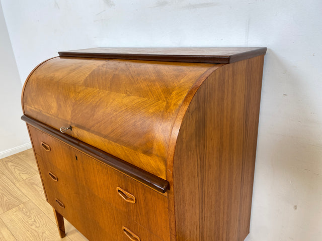 WMK I Stilvoller skandinavischer Mid-Century Sekretär in Teakholz I Schreibkommode Schreibschrank Schreibtisch Kommode Schminkkommode Wäschekommode Danish Design Vintage Teak Berlin München Hamburg