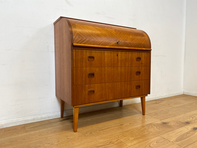 WMK I Stilvoller skandinavischer Mid-Century Sekretär in Teakholz I Schreibkommode Schreibschrank Schreibtisch Kommode Schminkkommode Wäschekommode Danish Design Vintage Teak Berlin Bremen Stuttgart