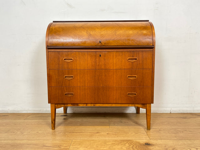 WMK I Stilvoller skandinavischer Mid-Century Sekretär in Teakholz I Schreibkommode Schreibschrank Schreibtisch Kommode Schminkkommode Wäschekommode Danish Design Vintage Teak Berlin München Hamburg