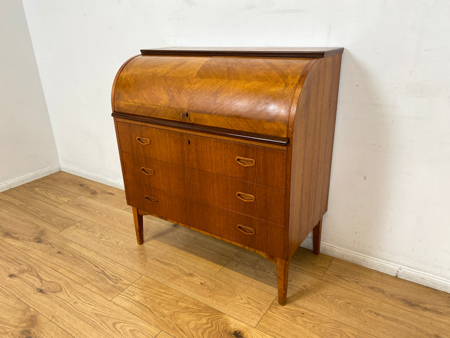 WMK I Stilvoller skandinavischer Mid-Century Sekretär in Teakholz I Schreibkommode Schreibschrank Schreibtisch Kommode Schminkkommode Wäschekommode Danish Design Vintage Teak Berlin München Hamburg