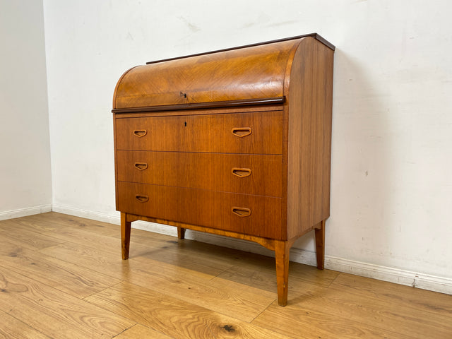 WMK I Stilvoller skandinavischer Mid-Century Sekretär in Teakholz I Schreibkommode Schreibschrank Schreibtisch Kommode Schminkkommode Wäschekommode Danish Design Vintage Teak Berlin München Hamburg