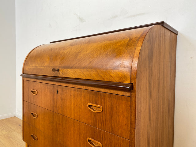WMK I Stilvoller skandinavischer Mid-Century Sekretär in Teakholz I Schreibkommode Schreibschrank Schreibtisch Kommode Schminkkommode Wäschekommode Danish Design Vintage Teak Berlin München Hamburg