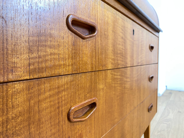 WMK # Stilvoller skandinavischer Mid-Century Sekretär in Teakholz mit ausziehbarer Schreibplatte & Holzgriffen # Schreibschrank Desk Schreibtisch Kommode Wäschekommode Danish Design Vintage 60er Teak