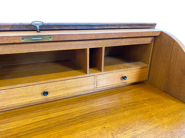 WMK # Stilvoller skandinavischer Mid-Century Sekretär in Teakholz mit ausziehbarer Schreibplatte & Holzgriffen # Schreibschrank Desk Schreibtisch Kommode Wäschekommode Danish Design Vintage 60er Teak