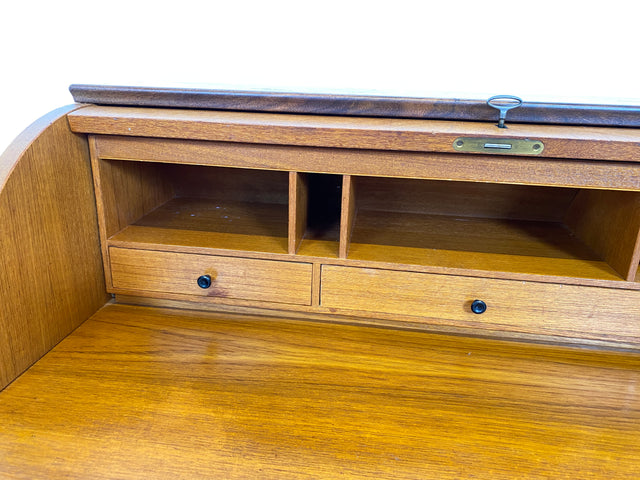 WMK # Stilvoller skandinavischer Mid-Century Sekretär in Teakholz mit ausziehbarer Schreibplatte & Holzgriffen # Schreibschrank Desk Schreibtisch Kommode Wäschekommode Danish Design Vintage 60er Teak