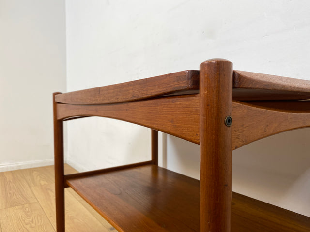 WMK I Stilvoller skandinavischer Mid-Century Servierwagen aus Teakholz auf Rollen mit abnehmbarem Serviertablett I Teewagen Beistelltisch Couchtisch Barwagen Danish Design Vintage Berlin Hamburg Köln