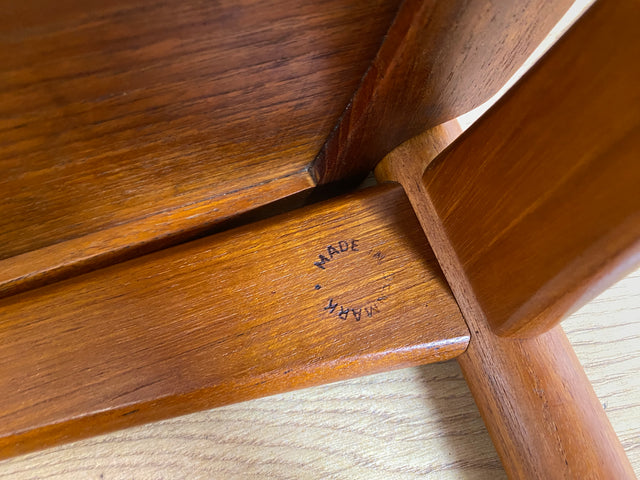 WMK I Stilvoller skandinavischer Mid-Century Servierwagen aus Teakholz auf Rollen mit abnehmbarem Serviertablett I Teewagen Beistelltisch Couchtisch Barwagen Danish Design Vintage Berlin Hamburg Köln