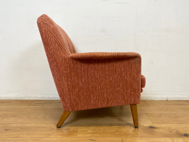WMK I Formschöner & sehr gut erhaltener skandinavischer Mid-Century Sessel in Altrosa mit bequemen Federkernsitz