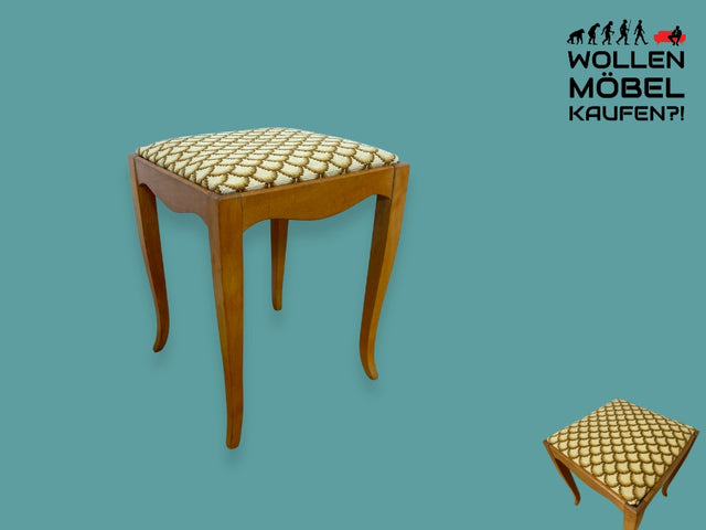 WMK I Besonders schöner skandinavischer Mid-Century Sitzhocker mit beigem handgewebtem Gobelin Bezug I Hocker Fußhocker Schemel Taburett Sitz Stuhl Vintage I Berlin Bayern Sachsen I Versand möglich