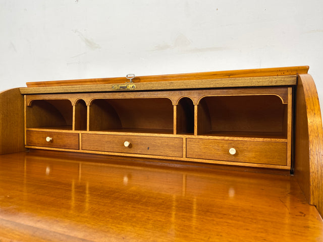 WMK I Hochwertiger skandinavischer Stilmöbel Sekretär in Nussbaum mit feinen Intarsien I Schreibkommode Schreibtisch Kommode Schminkkommode Wäschekommode Mid-Century Vintage Berlin Stuttgart Halle