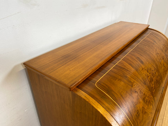 WMK I Hochwertiger skandinavischer Stilmöbel Sekretär in Nussbaum mit feinen Intarsien I Schreibkommode Schreibtisch Kommode Schminkkommode Wäschekommode Mid-Century Vintage Berlin Stuttgart Halle