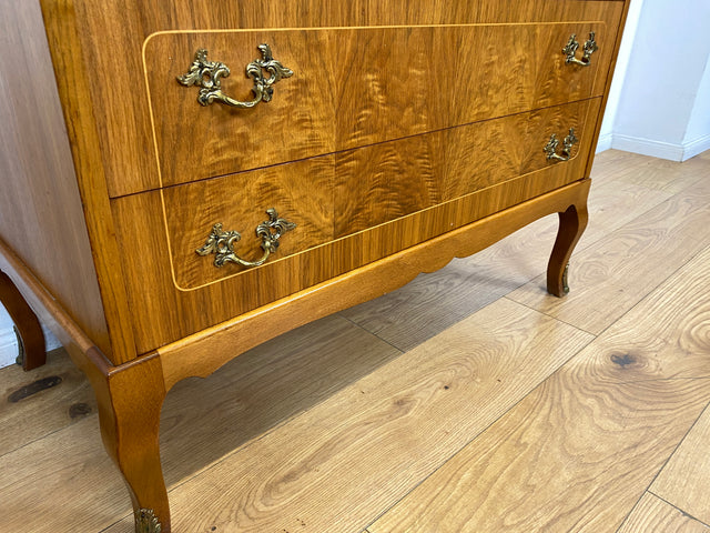 WMK I Hochwertiger skandinavischer Stilmöbel Sekretär in Nussbaum mit feinen Intarsien I Schreibkommode Schreibtisch Kommode Schminkkommode Wäschekommode Mid-Century Vintage Berlin Stuttgart Halle