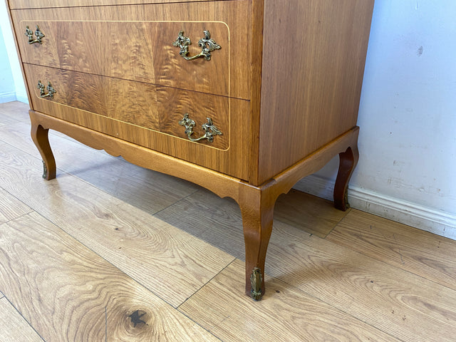 WMK I Hochwertiger skandinavischer Stilmöbel Sekretär in Nussbaum mit feinen Intarsien I Schreibkommode Schreibtisch Kommode Schminkkommode Wäschekommode Mid-Century Vintage Berlin Stuttgart Halle