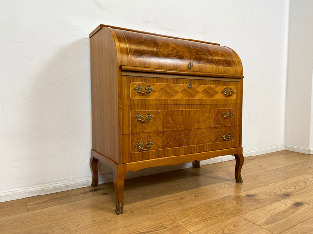 WMK I Hochwertiger skandinavischer Stilmöbel Sekretär in Nussbaum mit feinen Intarsien I Schreibkommode Schreibtisch Kommode Schminkkommode Wäschekommode Mid-Century Vintage Berlin Stuttgart Halle