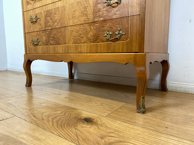 WMK I Hochwertiger skandinavischer Stilmöbel Sekretär in Nussbaum mit feinen Intarsien I Schreibkommode Schreibtisch Kommode Schminkkommode Wäschekommode Mid-Century Vintage Berlin Stuttgart Halle