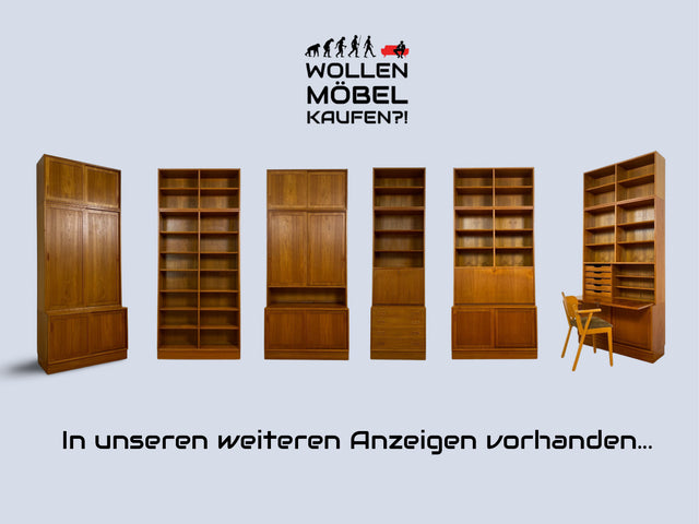 WMK # Hochwertiges skandinavisches Designer Bücherregal von Poul Hundevad , Vollholz in Teak, mit verstellbaren Regalböden # Regal Holzregal Bücherschrank Danish Design Mid-Century Vintage Teakholz