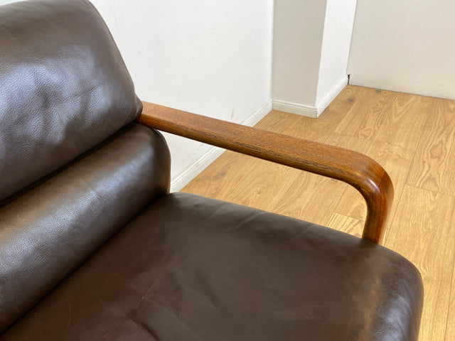 WMK # Rares skandinavisches Mid-Century Designersofa von L. Olsen & Søn Møbelfabrik mit Echtleder Bezug & Teakholz Rahmen # 2er Ledercouch Ledersofa Sofa Couch Sitzgarnitur Danish Design Vintage Teak