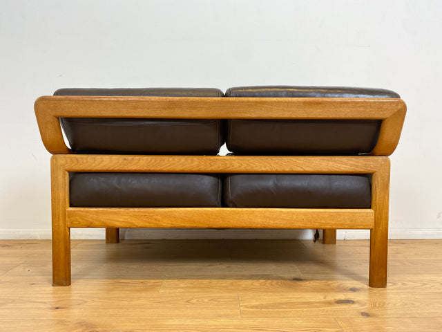 WMK # Rares skandinavisches Mid-Century Designersofa von L. Olsen & Søn Møbelfabrik mit Echtleder Bezug & Teakholz Rahmen # 2er Ledercouch Ledersofa Sofa Couch Sitzgarnitur Danish Design Vintage Teak