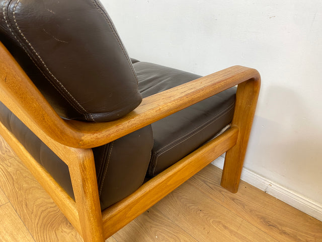 WMK # Rares skandinavisches Mid-Century Designersofa von L. Olsen & Søn Møbelfabrik mit Echtleder Bezug & Teakholz Rahmen # 2er Ledercouch Ledersofa Sofa Couch Sitzgarnitur Danish Design Vintage Teak