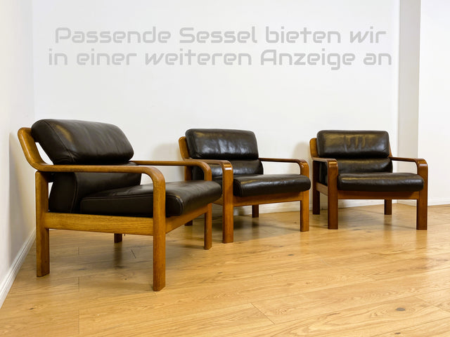 WMK # Rares skandinavisches Mid-Century Designersofa von L. Olsen & Søn Møbelfabrik mit Echtleder Bezug & Teakholz Rahmen # 2er Ledercouch Ledersofa Sofa Couch Sitzgarnitur Danish Design Vintage Teak