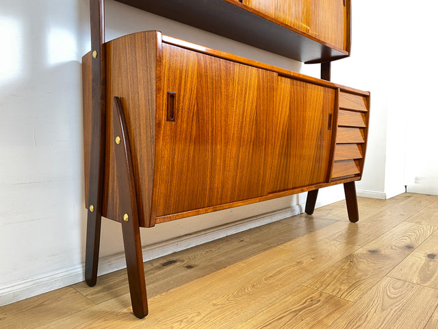 WMK I Hochwertiges skandinavisches Mid-Century Highboard , Vollholz in Teak & Palisander ,  mit Schiebetüren I Schrank Sideboard Kommode Anrichte Cabinet Danish Design Vintage Teak Berlin Köln München