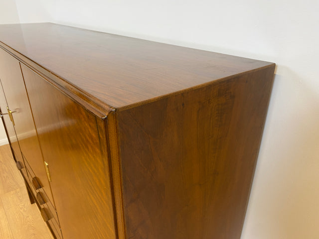 WMK # Hochwertiges & sehr gut erhaltenes skandinavisches Mid-Century Highboard aus vollem Holz mit Schubladen & formschönen Holzgriffen # Schrank Sideboard Wäscheschrank Wohnzimmerschrank Vintage 60er