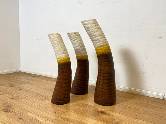 WMK I Einzigartiges skulpturales Keramik Ensemble aus 3 handgeformten großen Bodenvasen aus 70er Jahren I Vasen Skulptur Kunst Studio Dekoration Steinzeug Lava Vintage Retro I Berlin Dresden Hannover