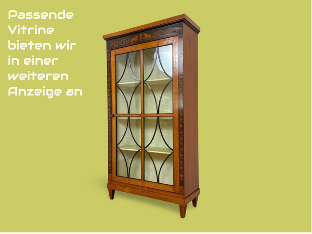 WMK Elegant &amp; well-preserved antique corner display cabinet, around 1900, Meinzer Biedermeier style in cherry wood &amp; pear wood with lattice windows &amp; inlays # Bookcase bookcase corner cabinet display cabinet vintage
