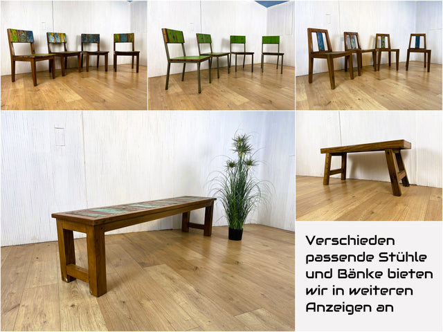 Boatwood by WMK # Schöner und nachhaltiger Esstisch (160x90cm) aus altem Bootsholz, ein handgefertigtes Unikat aus massivem Teakholz # Holztisch Tisch Küchentisch Esszimmertisch Gastro Dinning Table