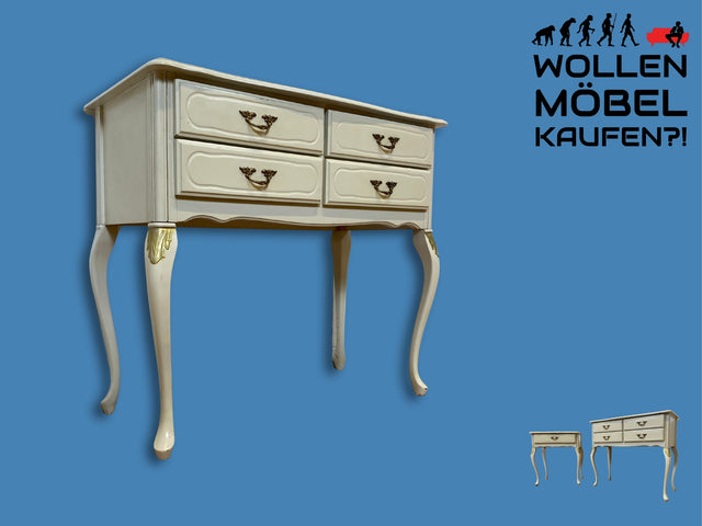 WMK I Versand 85€ I Charmante weiße Chippendale Kommode mit Schubladen & edlen Messingbeschlägen I Sideboard Schubladenkommode Flurkommode Wäschekommode Vintage Barock Rokoko Berlin Jena Bamberg
