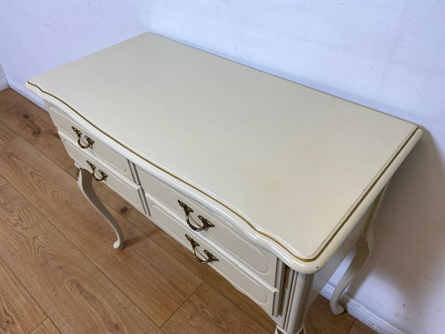 WMK I Versand 85€ I Charmante weiße Chippendale Kommode mit Schubladen & edlen Messingbeschlägen I Sideboard Schubladenkommode Flurkommode Wäschekommode Vintage Barock Rokoko Berlin Jena Bamberg