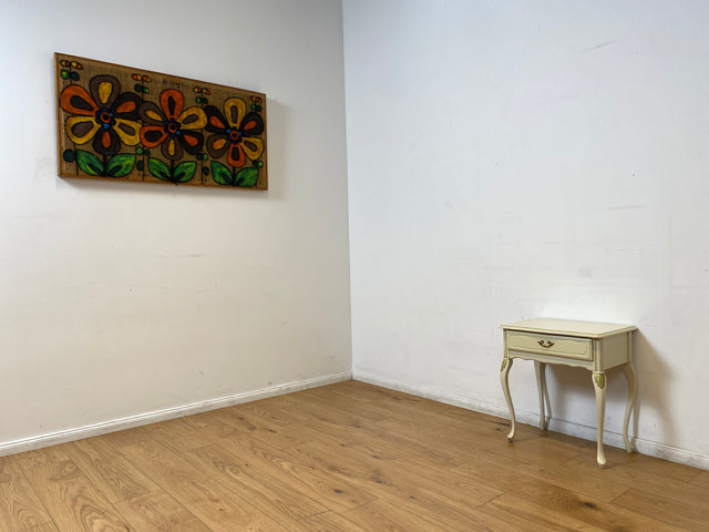 WMK I Charmanter weißer Chippendale Nachttisch mit Schublade und edlem Messinggriff I Nachtkommode Nachtschrank Nachtschränkchen Kommode Beistelltisch Vintage Barock Rokoko Berlin Jena Bamberg