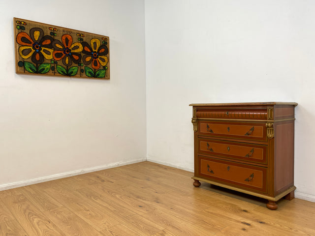 WMK I Imposante handbemalte antike Kommode aus vollem Holz mit Schubladen, Messinggriffen I Bauernkommode Wäschekommode Schubladenkommode Wickelkommode Schrank Anrichte Vintage Berlin Bonn Regensburg